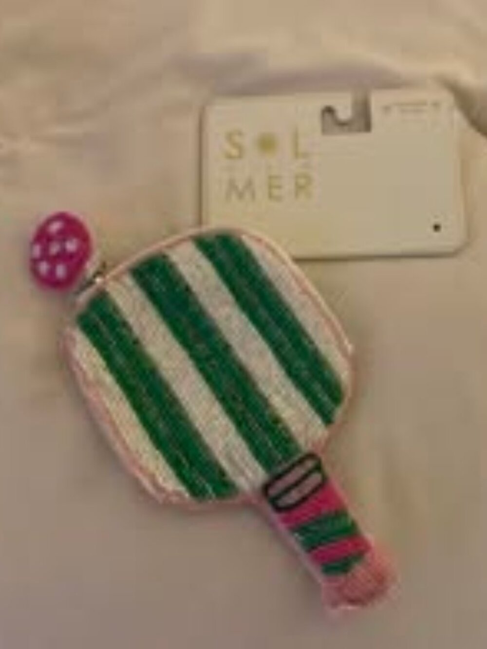 Sol & Mer NEW Hand-Beaded Pickleball Paddle Key/Card Holder/Coin Purse